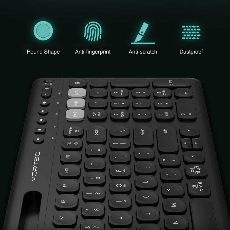 Vortec Multi-Device Bluetooth Keyboard with Phone Holder