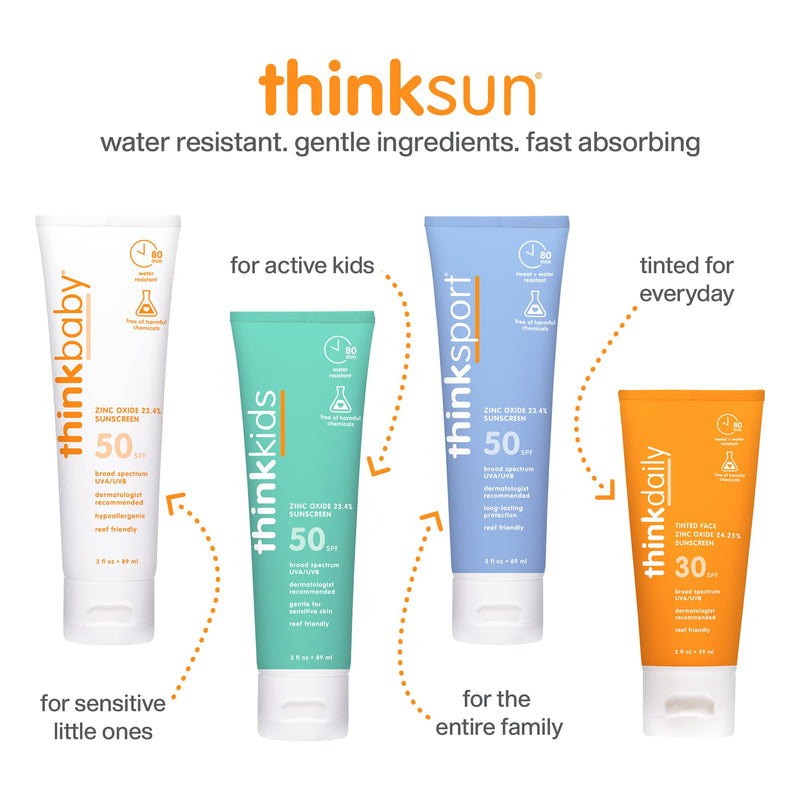 Thinkbaby Spf 50 Plus Baby Mineral Sunscreen 3 Oz Natural Sunblock Lotion