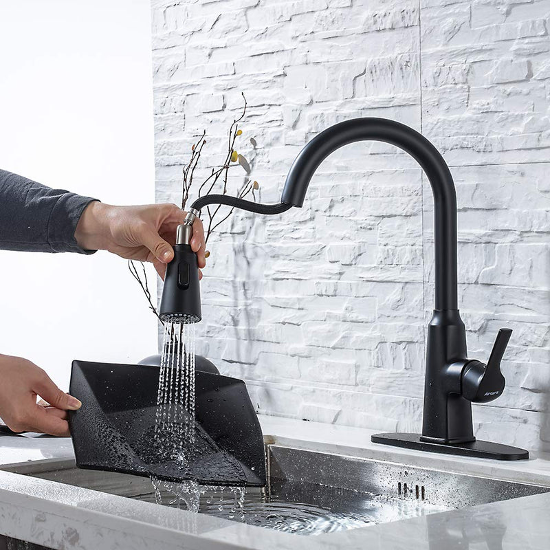 Matte Black SUS304 Stainless Steel Kitchen Faucet with Pull Down Sprayer