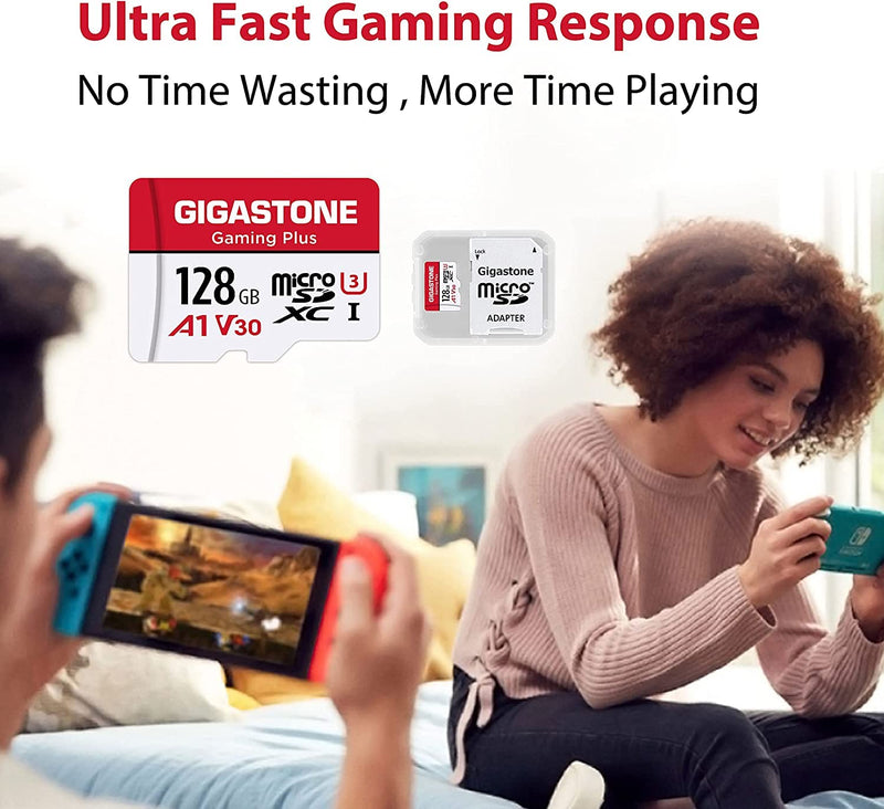 Gigastone 128GB Micro SD Card for 4K Recording with Adapter Gaming Plus