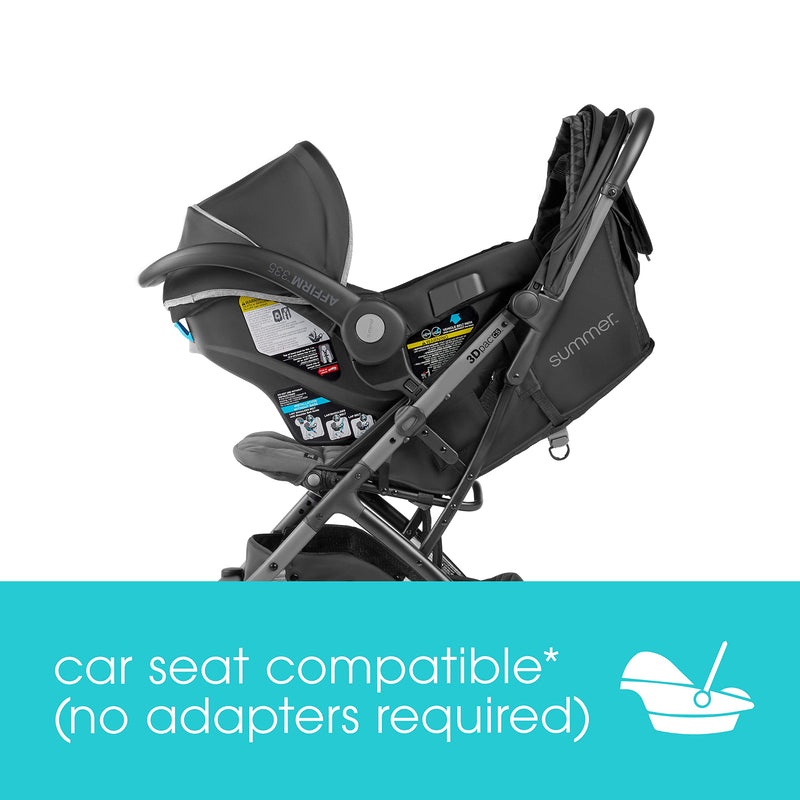 Summer Infant Lightweight 3Dpac CS Compact Stroller with Car Seat Adapter, Black