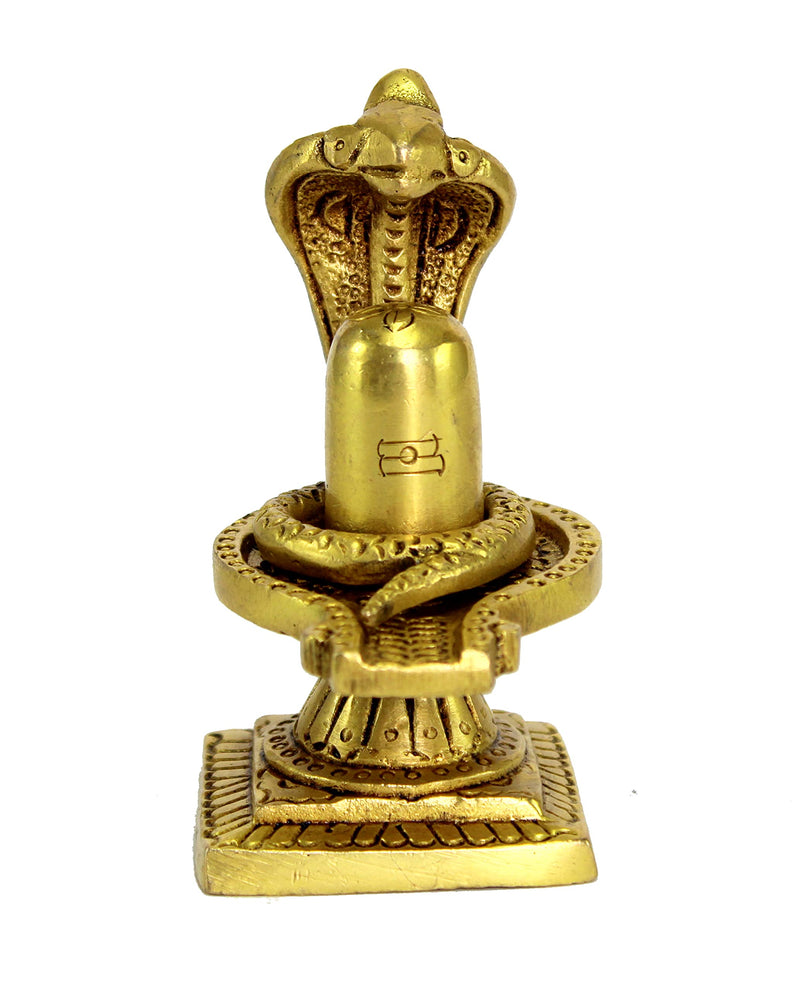 eSplanade Brass Shiv Ling Shiva Lingam with Sheshnaag Statue Idol Murti for Home Temple and Pooja - 4" Inches