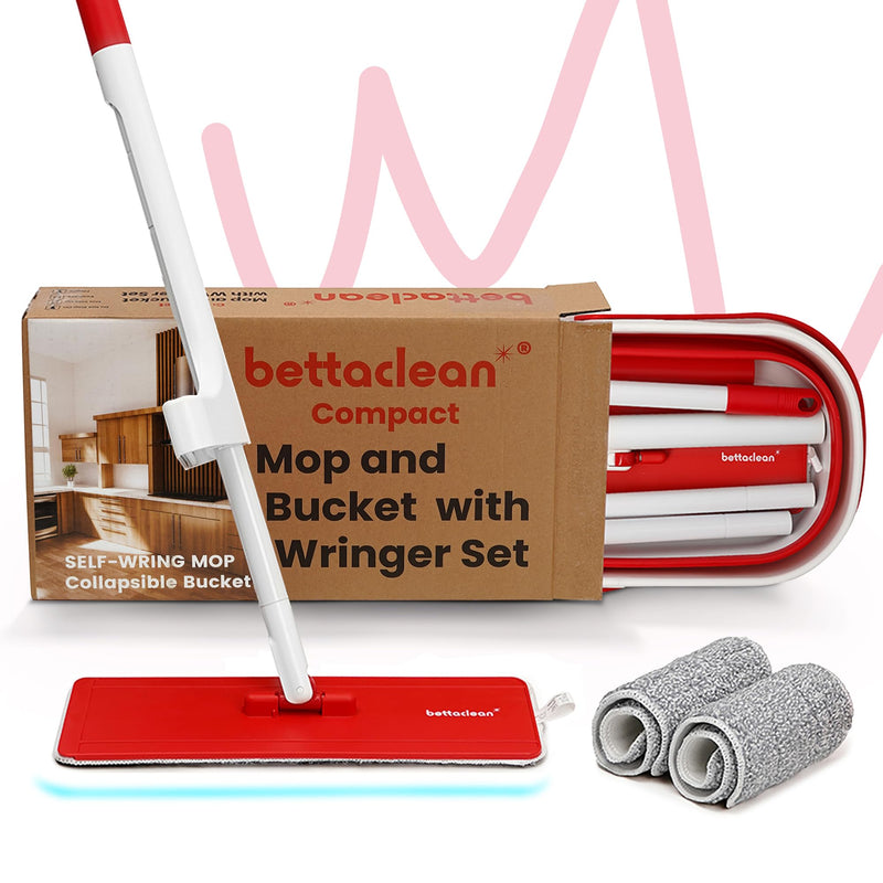 Bettaclean Red & White Collapsible Mop and Bucket Set