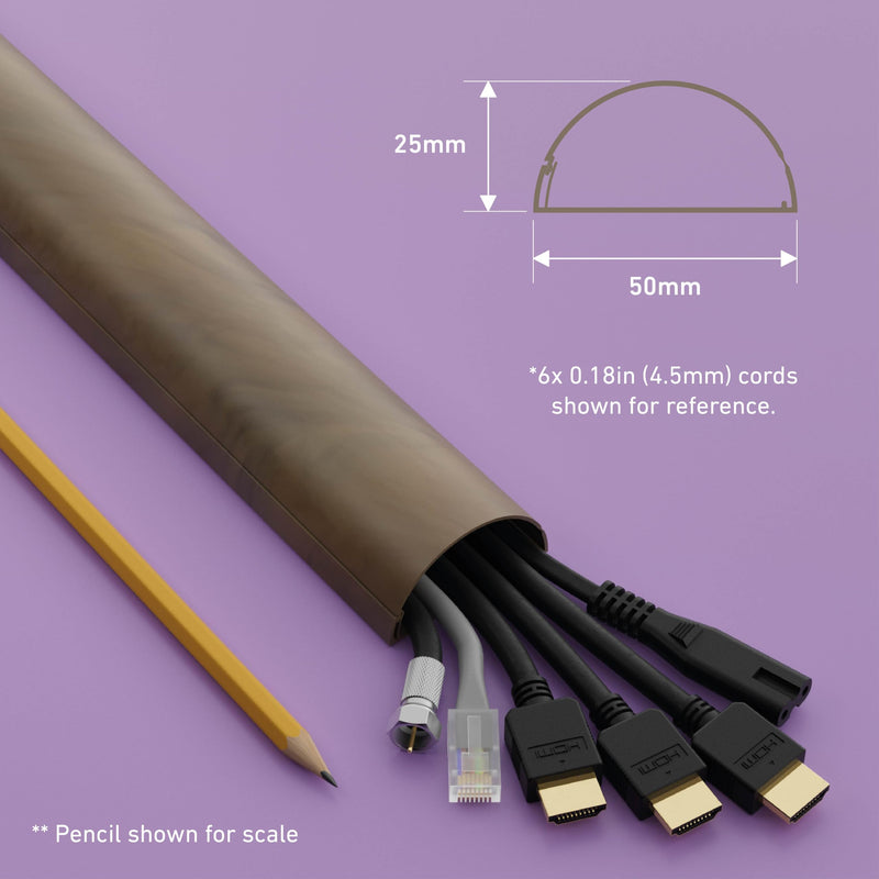 Wood-Effect Cable Raceway for TVs and Desks - Large 2-Pack