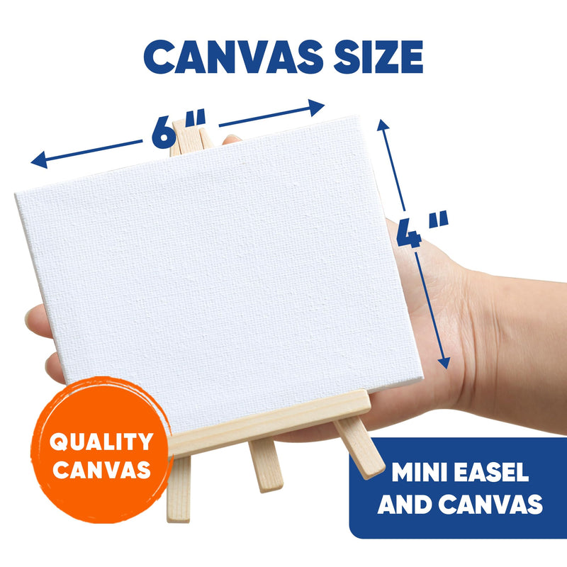 Kids Mini Canvas and Easel Art Set - 12 Pack with Watercolors