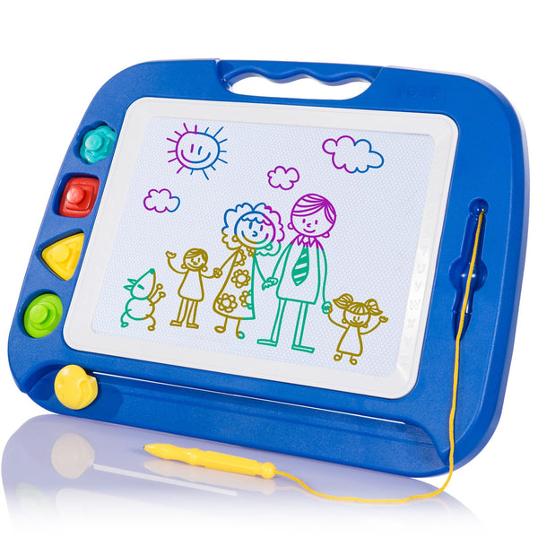 SGILE Kids Blue Magnetic Drawing Board 16×13in with Stamps