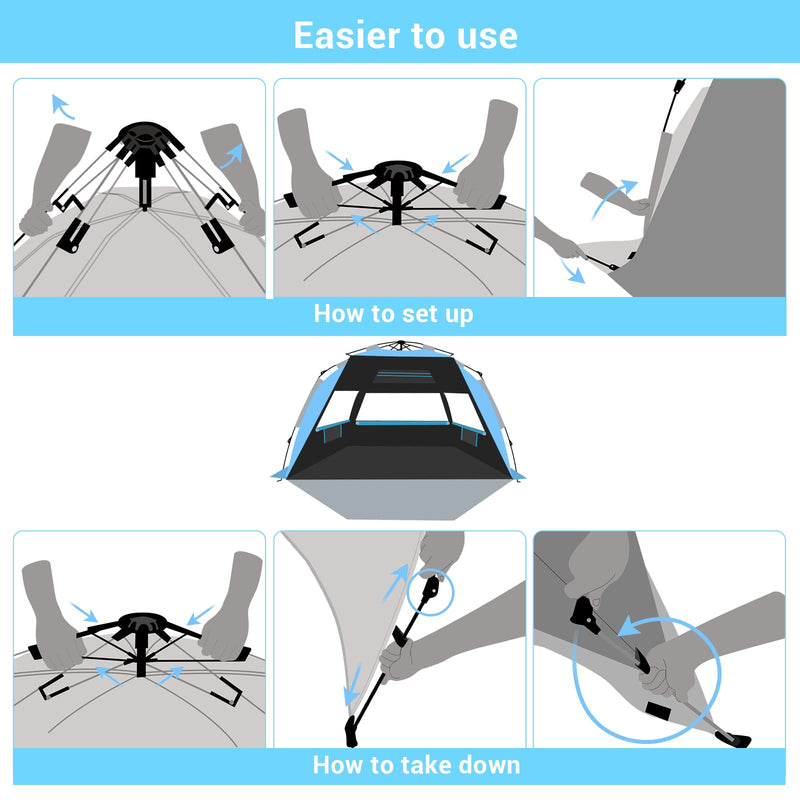 XL Pop Up Beach Tent with UPF 50+ and Dark Shelter Technology