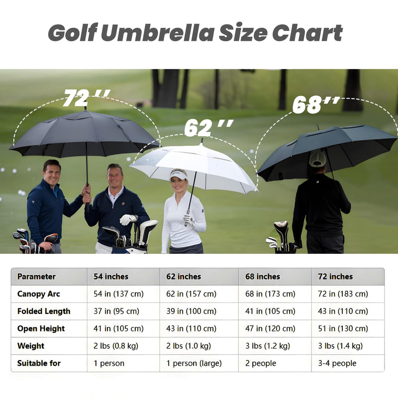 Baraida 68 Inch Windproof Automatic Golf Umbrella Black