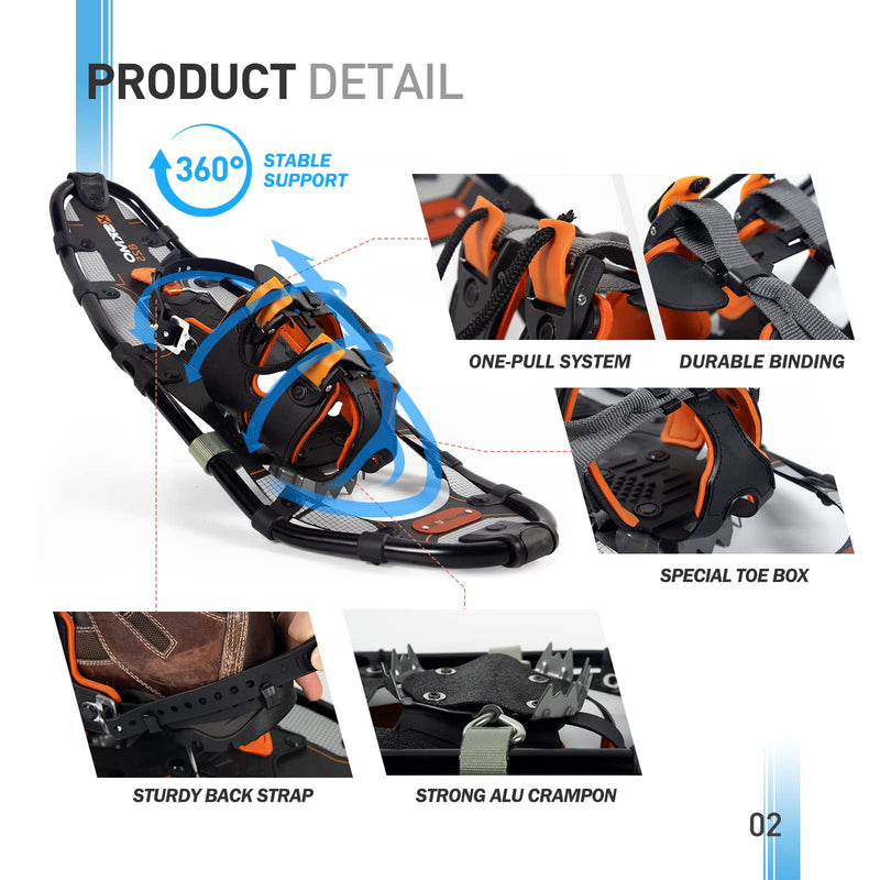 G2 25" Lightweight Snowshoes with Poles and Bag - Orange