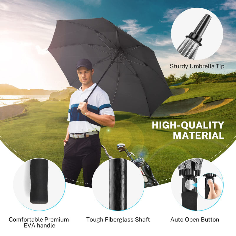 Gonex 62 Inch Windproof Silver Golf Umbrella with UV Protection