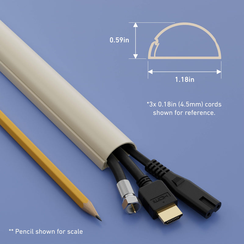 D-Line Beige Cable Concealer Cord Hider 1.18in x 0.59in x 39in