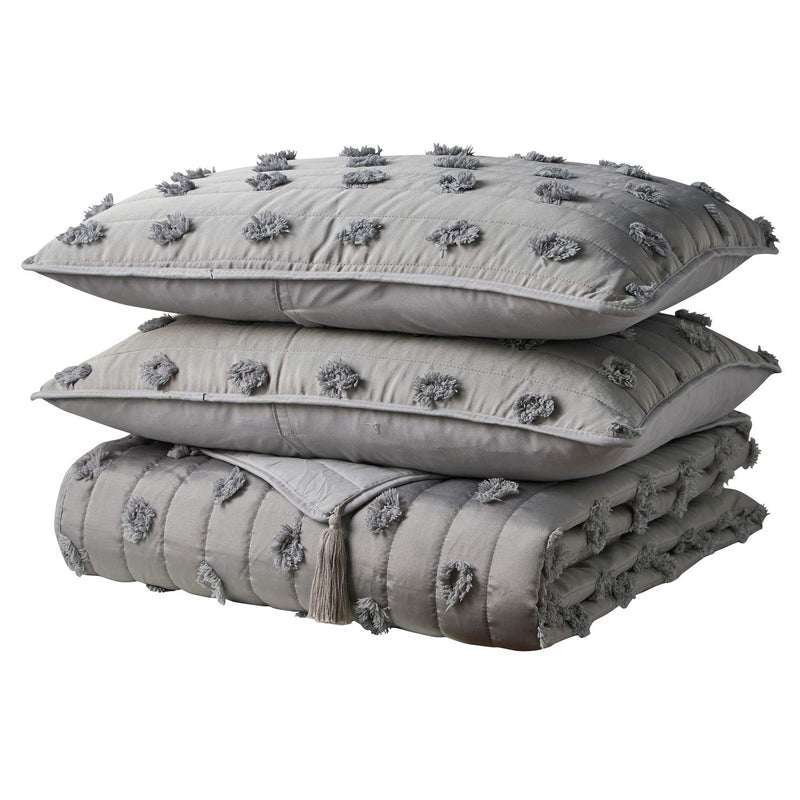 Twin Grey Hypoallergenic Microfiber Quilt Set with Sham