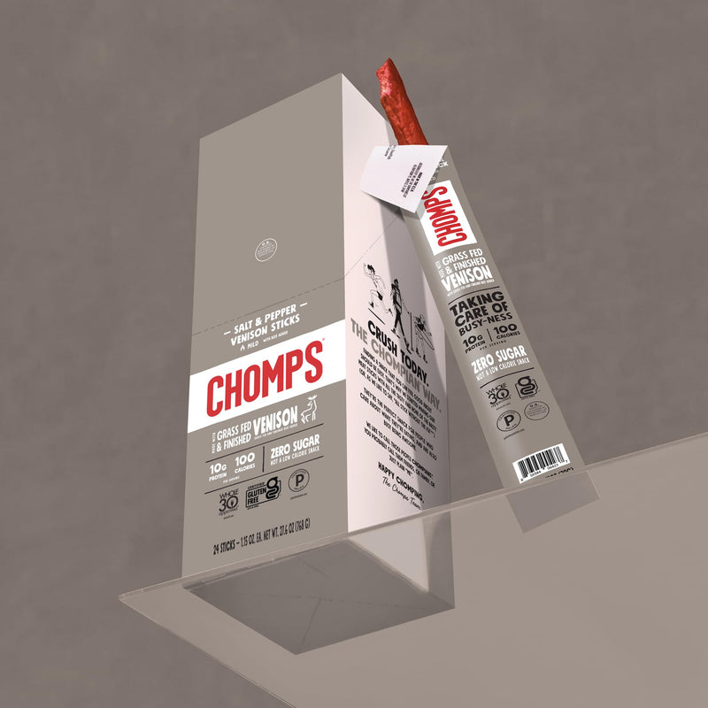 Chomps Venison Sticks Salt & Pepper - 1.15 Oz, Pack of 24