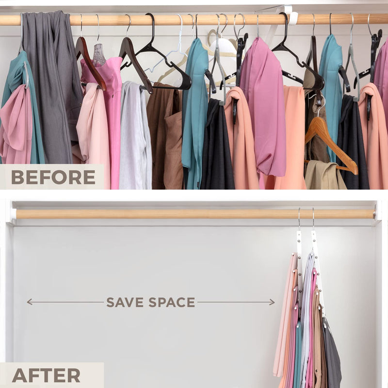 Moralve Spacesaving Pants Hangers 2 Pack Beechwood Closet Organizer