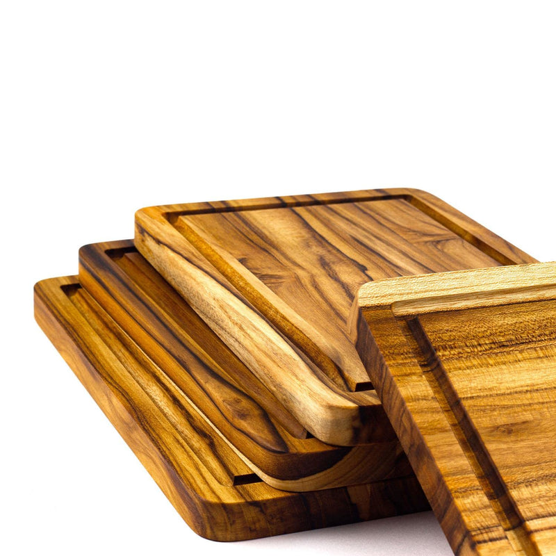 Teak Wood Serving Plates Set of 4 Premium Dinnerware