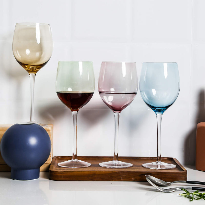 Diko Colorful Stemmed Wine Glass Set 4 Count Multicolor 15.7 Oz