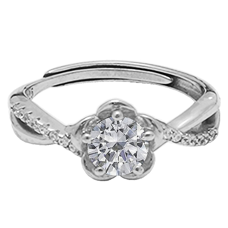 Giva 925 Sterling Silver Hypoallergenic Silver Zircon Shining Flower Ring