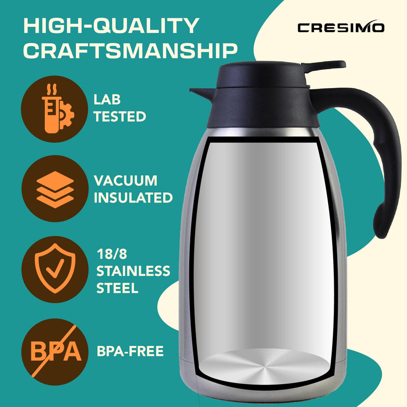 Thermal Coffee Carafe 68 Oz Insulated Stainless Steel Hot Beverage Dispenser