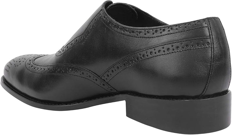 Libertyzeno Men's Black Wingtip Slip-On Dress Shoes - Size 7.0