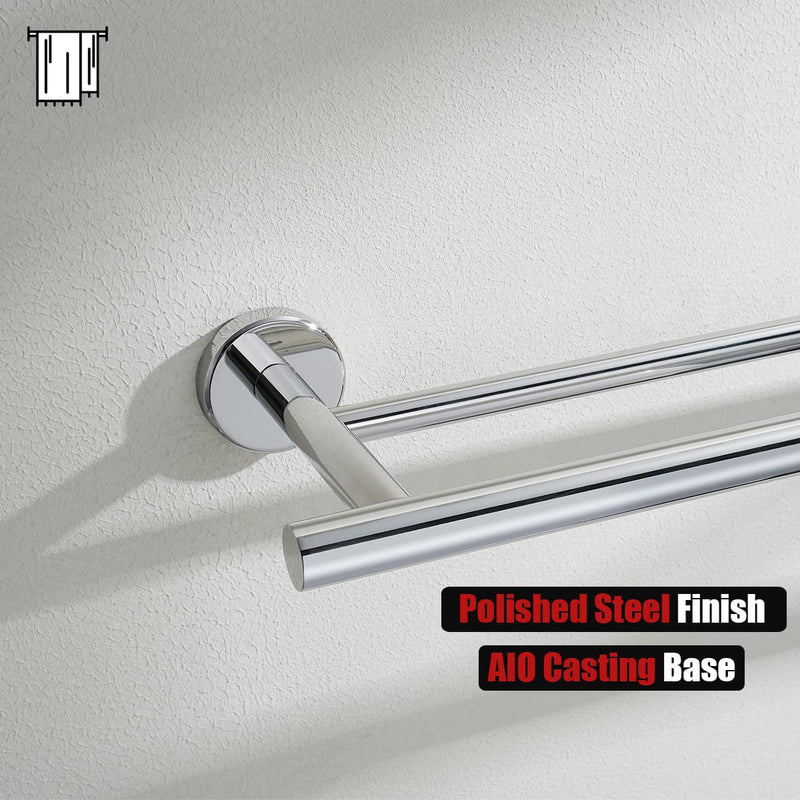 Polished Chrome Double Towel Bar 30 Inch Wall Mount