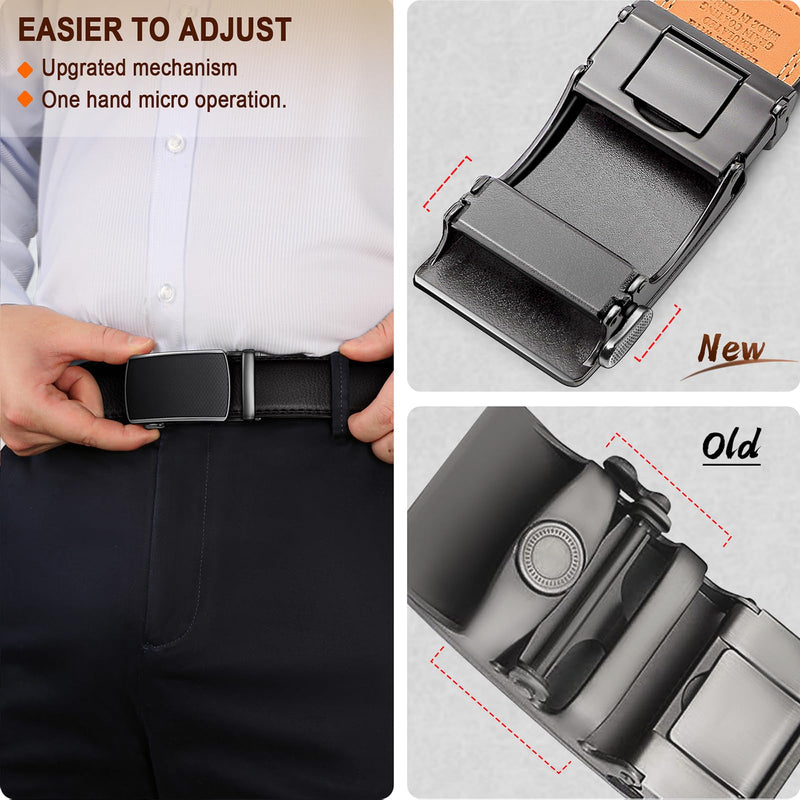 Bulliant Men's Slide Ratchet Belt Trim to Fit Black 30  to 36 Waist Adjustable