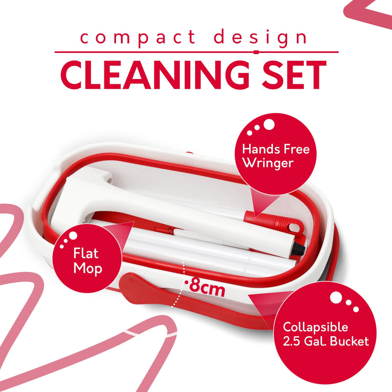 Bettaclean Red & White Collapsible Mop and Bucket Set