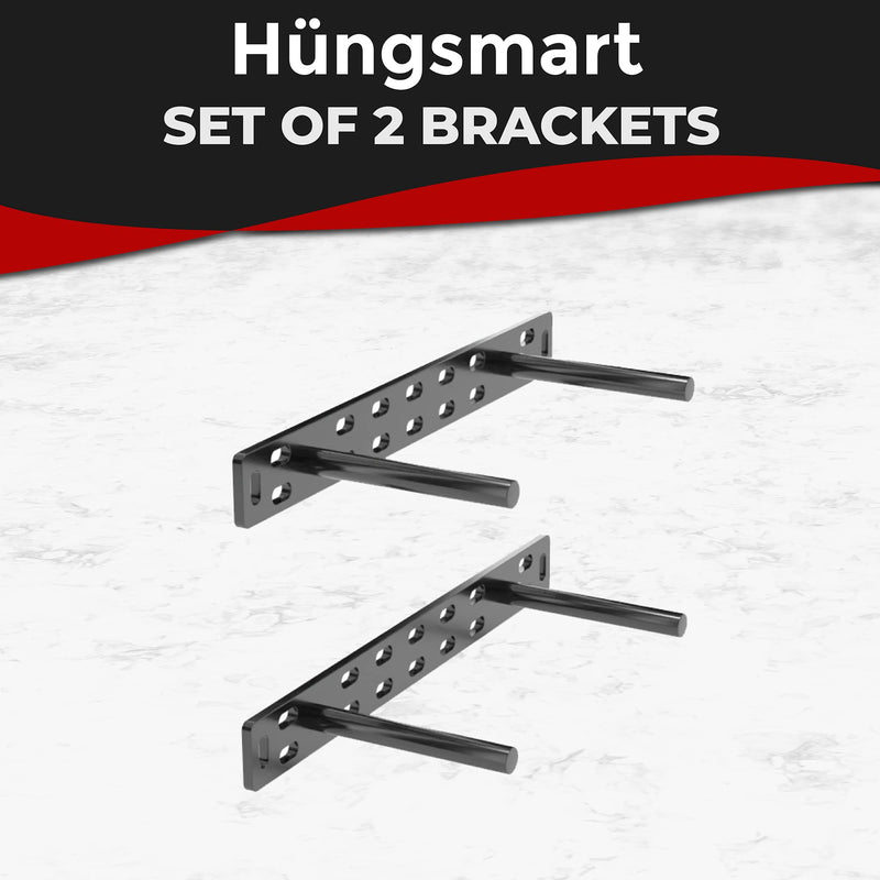 Heavy Duty Black Floating Shelf Brackets - 11 Inch with 4 Inch Rods