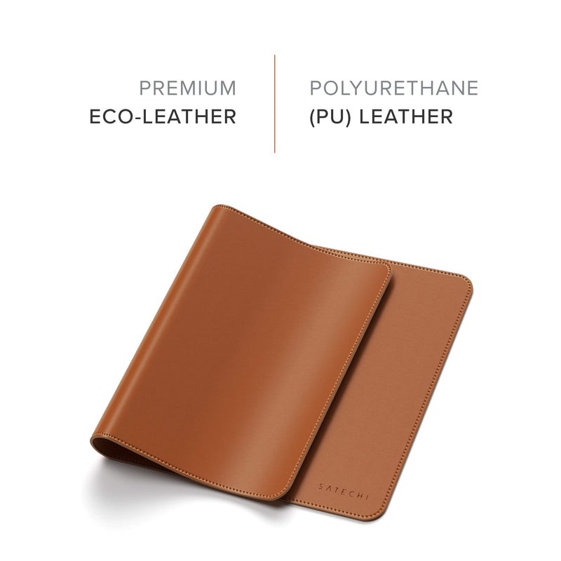 Vegan Leather Desk Mat with Reinforced Stitching - 23" Brown