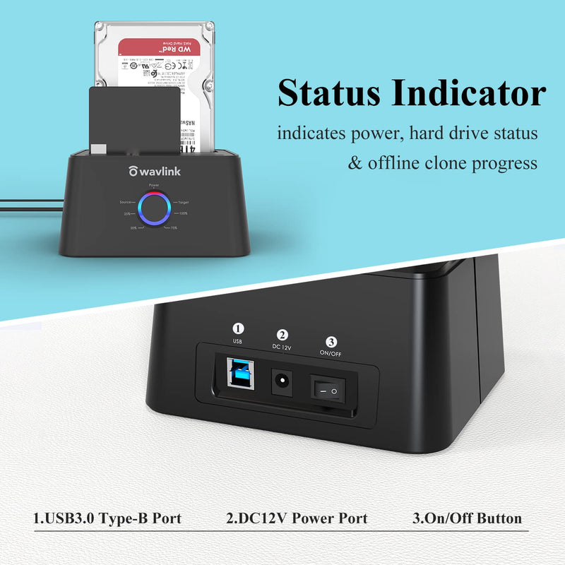 Wavlink Dual Bay Hard Drive Docking Station with Offline Clone Function