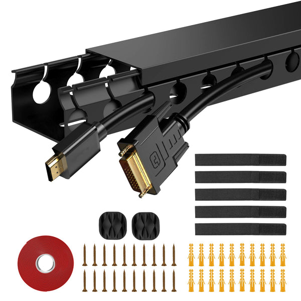 Black Open Slot Cable Raceway Kit - 31 Inch Wire Covers, 2 Pack