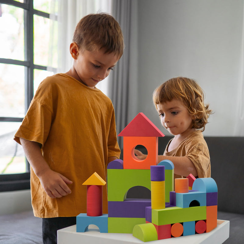 34-Piece Jumbo Foam Blocks Set for Toddlers - Multicolor Large Blocks