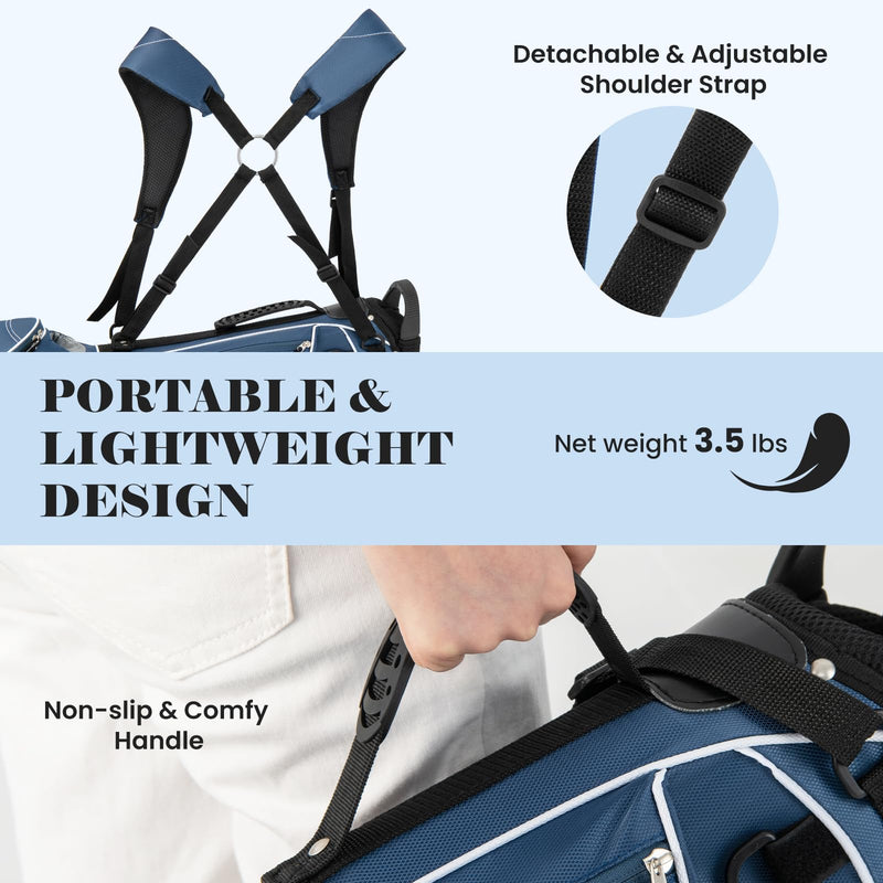 Lightweight Blue Tangkula Golf Stand Bag with 4 Dividers and 4 Pockets