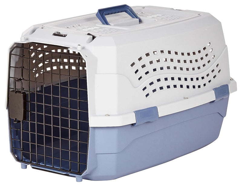 Amazon Basics Gray & Blue Pet Carrier with 2 Doors