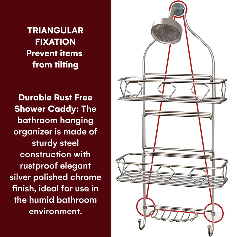 Vdomus 3 Tier Hanging Shower Caddy Organizer Rack Soap Holder 11.6”x 5”x24.2”