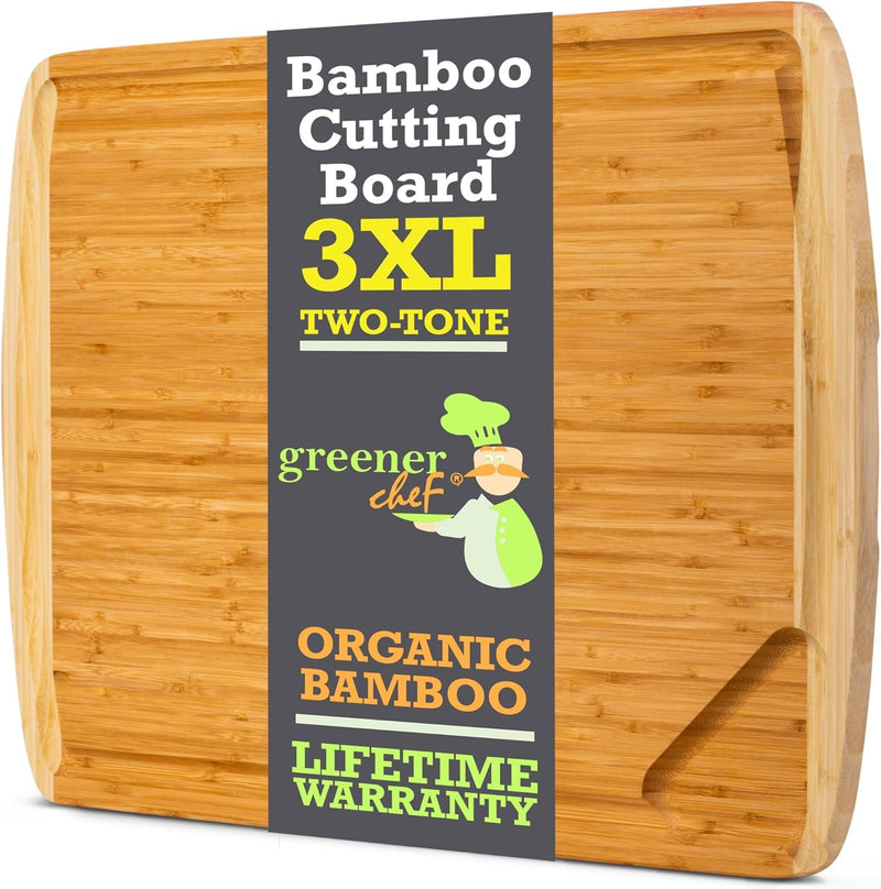 Massive Bamboo Cutting Board with Juicer Groove 30x20 Inches