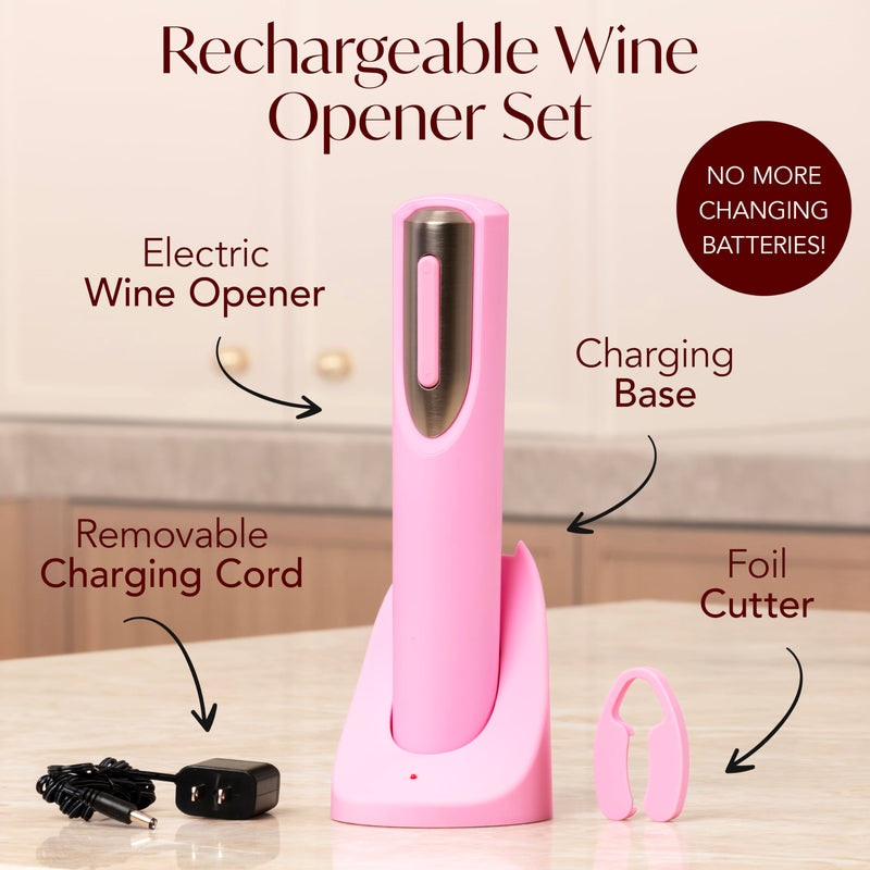 Vin Fresco Electric Wine Opener - Pink & Silver