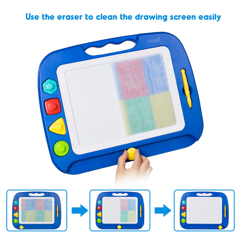 SGILE Kids Blue Magnetic Drawing Board 16×13in with Stamps