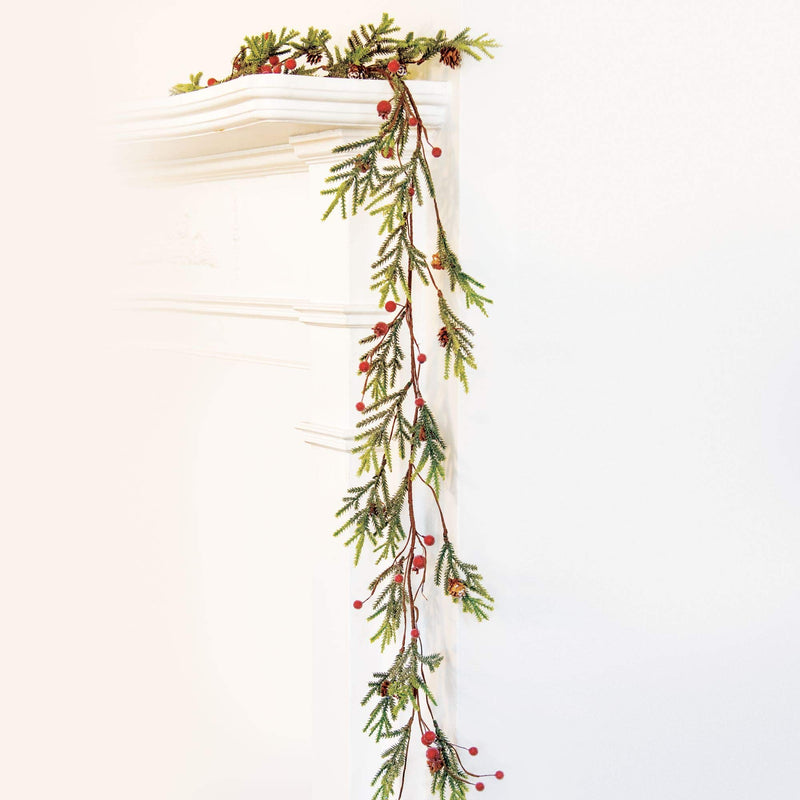 Rustic Pine and Berry Garland 5ft Decorative Indoor Accent