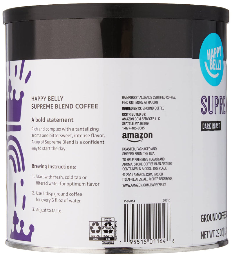 Happy Belly Supreme Blend Dark Roast Ground Coffee 29 Oz Canister