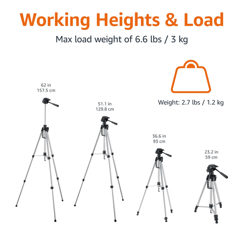 60-Inch Lightweight Camera Tripod with Bag - Black