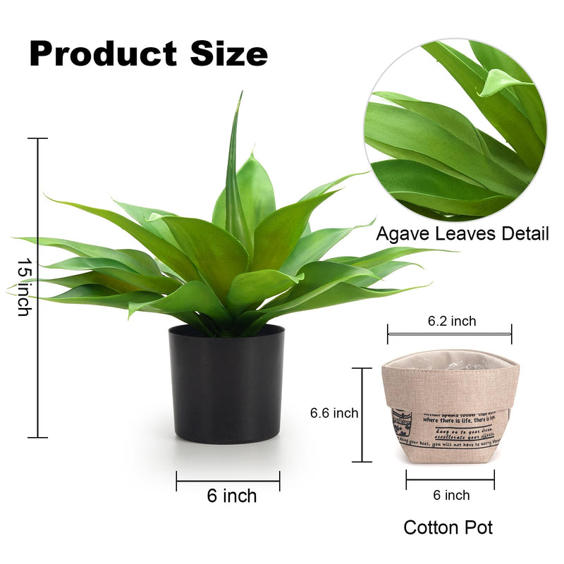 Lifelike Faux Agave Plant with Burlap Pot for Indoor/Outdoor Decor