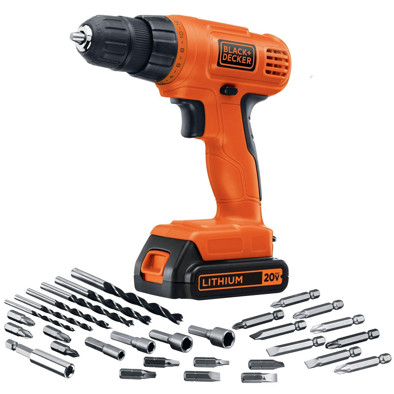 BLACK DECKER 20V Max Cordless Drill Driver with 30 Pc. Accessory Set