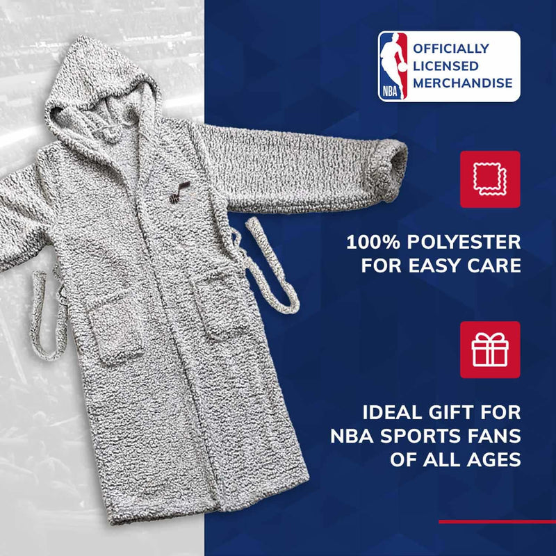 Utah Jazz Plush Hooded Robe with Pockets - Gray Adult One Size