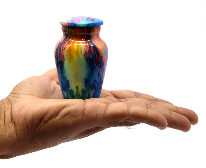 Esplanade Metal Mini Cremation Urn Keepsake Memorial Jar 3 Wave Multicolor