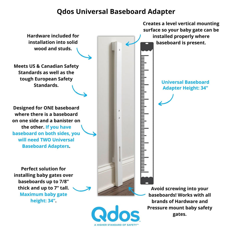 Qdos Safety Universal Baseboard Adapter for Baby Gates - 34 Inch