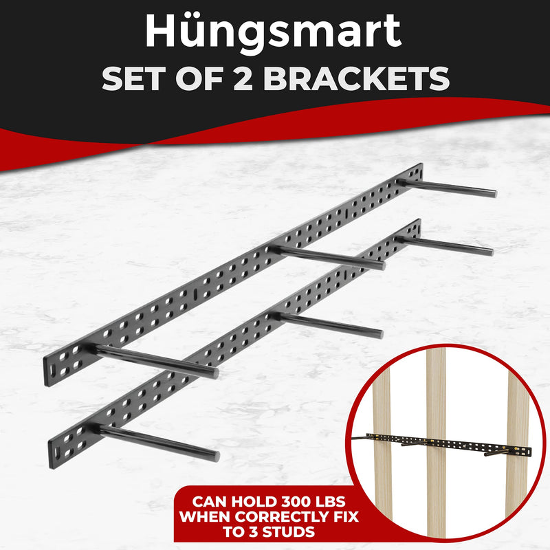 Set of 2 Floating Shelf Brackets 38 Inch Heavy Duty 6 Inch Rods Hits 3 Studs