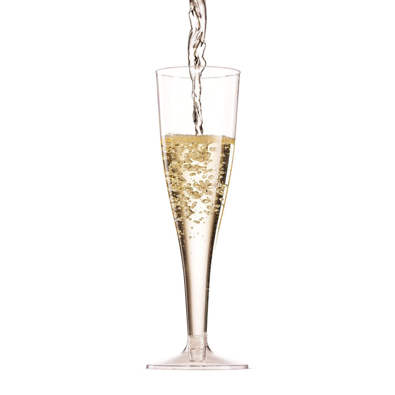 100 Pack Clear Plastic Champagne Flutes 5 Oz Disposable Toasting Glasses