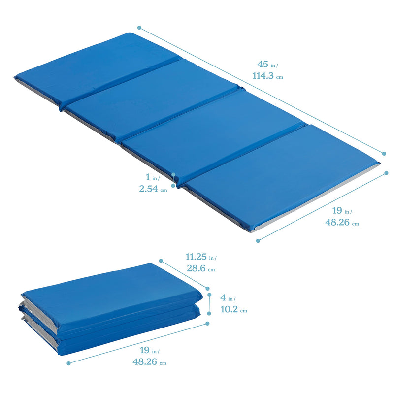 ECR4Kids Folding Rest Mat for Kids - 1" Thick, Blue/Grey