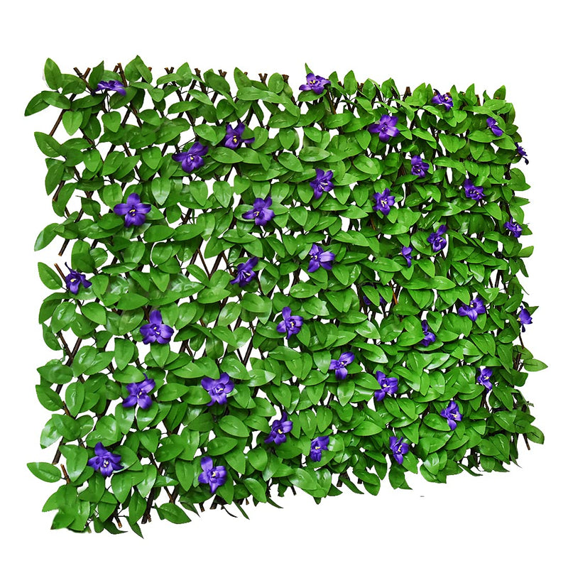 Purple Flower Expandable Faux Ivy Privacy Fence 22x120 inches