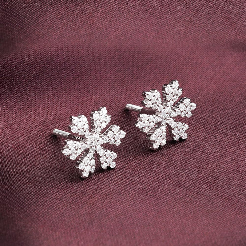 Giva 925 Sterling Silver Hypoallergenic Zircon Snowflake Earrings